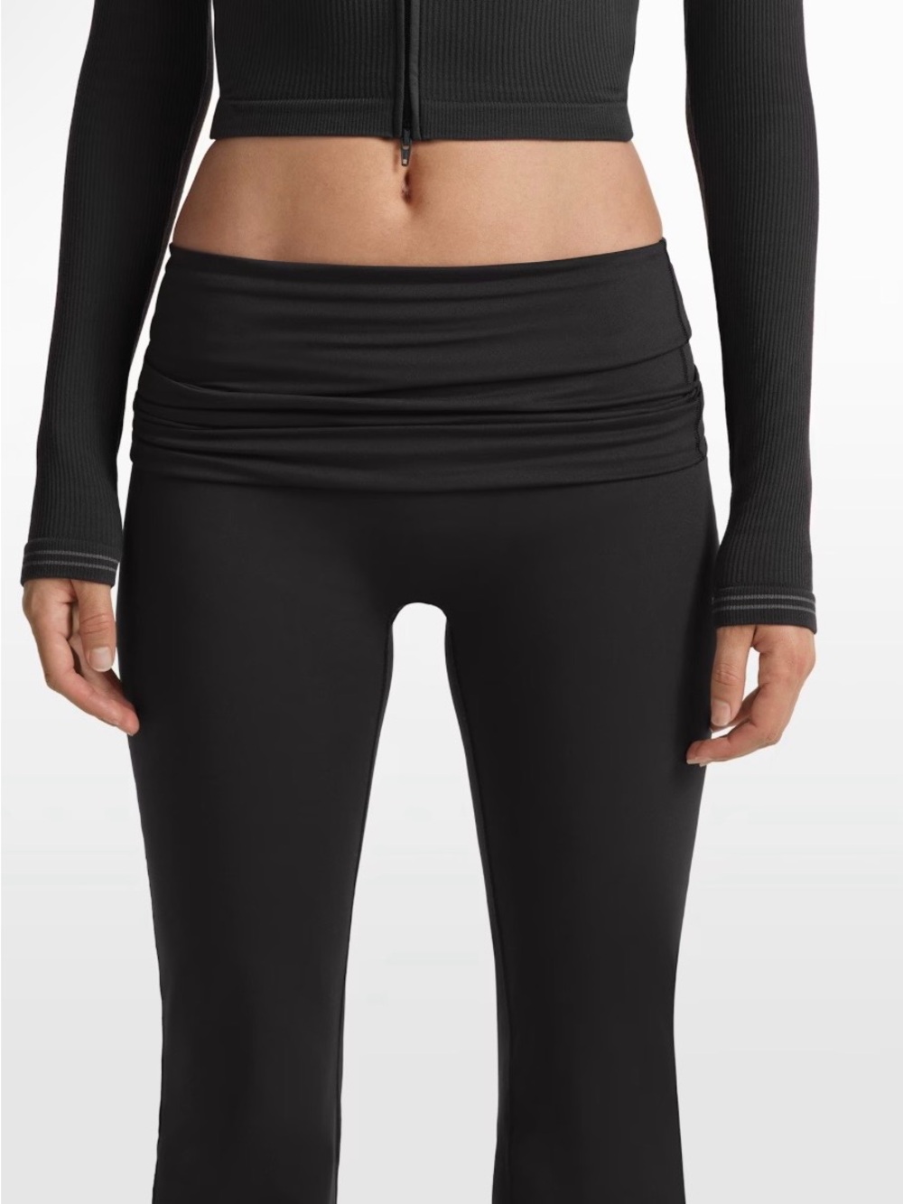 SKIMSxNike - NWT- Matte Foldover Slim Flare Leggings- Size Medium- Obsidian